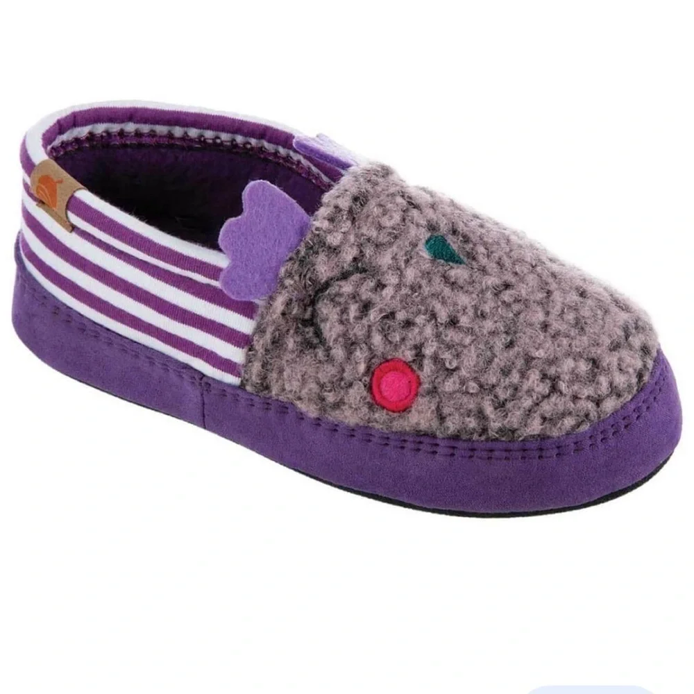 Acorn Moc Critter Iris Owl Purple Stripe Slippers Size 1/2
